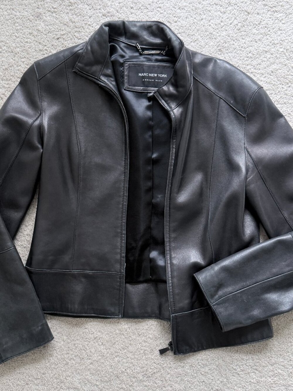 Vintage Andrew Marc genuine leather jacket, black, sz Small